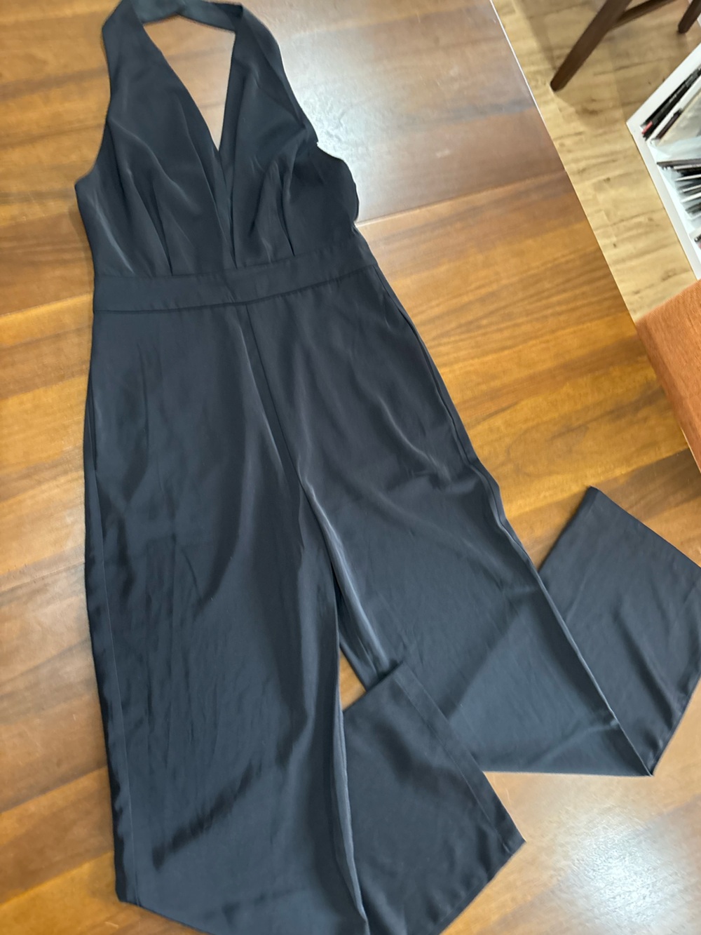 Pink Lily black halter jumpsuit with pockets, size small